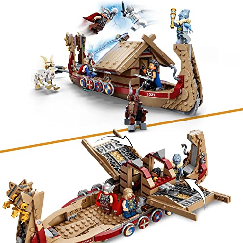 LEGO 76208 Marvel Barco Caprino, Juguete de Construcción, Cabras y Stormbreaker, Película Love and Thunder, Reyes, para Niños de 8 Años