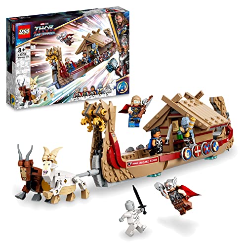 LEGO 76208 Marvel Barco Caprino, Juguete de Construcción, Cabras y Stormbreaker, Película Love and Thunder, Reyes, para Niños de 8 Años