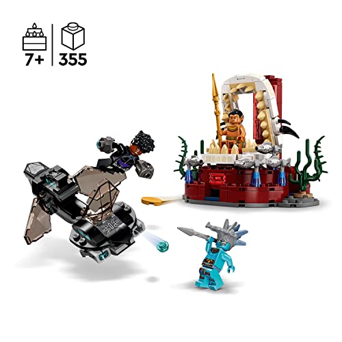 LEGO 76213 Marvel Sala del Trono del Rey Namor, Black Panther: Wakanda Forever, Submarino de Juguete para Construir, Animales Marinos, Niños Pequeños