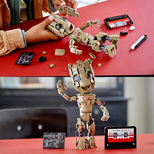 LEGO 76217 Marvel Yo Soy Groot, Figura para Construir, Juguete para Niños a Partir de 10 Años, Decoración, Idea de Regalo Guardianes de la Galaxia 2 para Niños, Niñas y Fans de los Vengadores