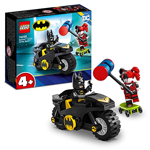 LEGO 76220 DC Batman contra Harley Quinn Juguete de Construcción, Figuras de Acción, Monopatín y Moto para Niños y Niñas de 4 Años o Más, Superhéroes