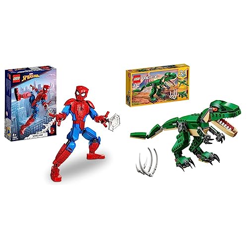 LEGO 76226 Marvel Figura de Spider-Man Articulada, Juguetes para Niños y Niñas, Set de Acción, Modelo Coleccionable de Superhéroe & 31058 Creator 3en1 Grandes Dinosaurios, Pterodáctilo