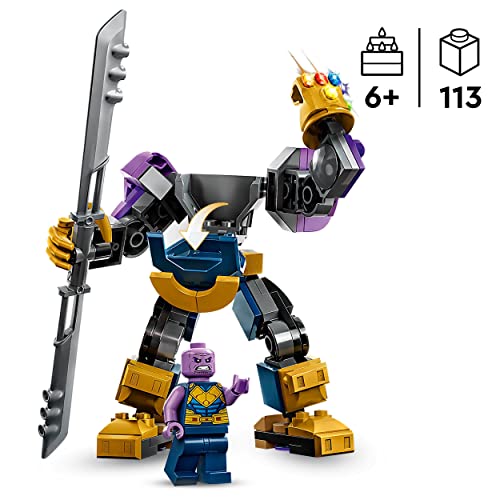 LEGO 76242 Marvel Armadura Robótica de Thanos, Figura de Acción, Juguete Avengers de Construcción, Guantelete del Infinito, Regalos de Superhéroes
