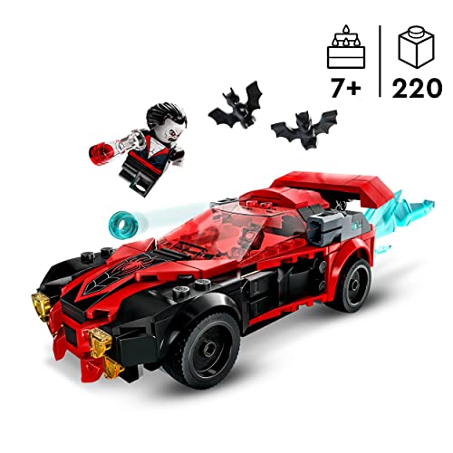 LEGO 76244 Marvel Miles Morales vs. Morbius, Juguete de Spider-Man para Construir, Coche de Carreras, Mini Figuras Spidey, Regalos para Niños y Niñas