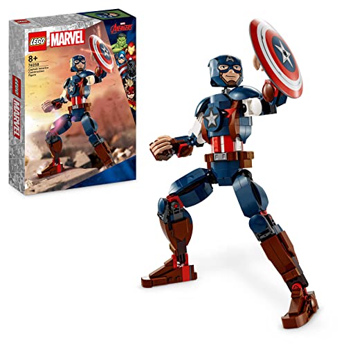 LEGO 76258 Marvel Figura de Construcción Capitán América, Set de Juguete con Escudo, Super Héroe Coleccionable, Regalo de Cumpleaños para Niños y Niñas