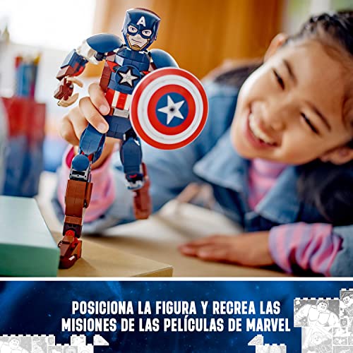 LEGO 76258 Marvel Figura de Construcción Capitán América, Set de Juguete con Escudo, Super Héroe Coleccionable, Regalo de Cumpleaños para Niños y Niñas