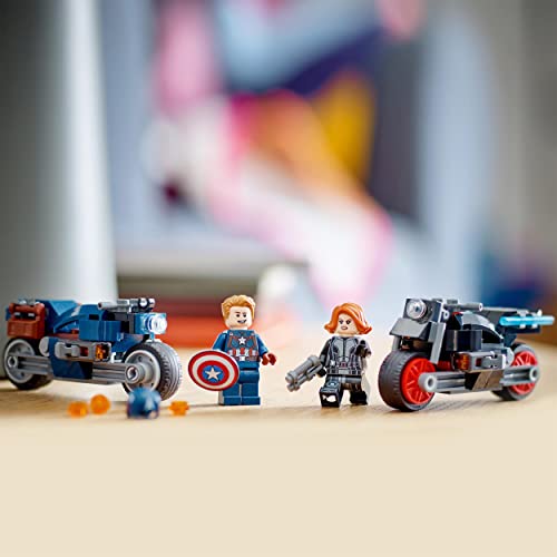 LEGO 76260 Marvel Motos de la Viuda Negra y el Capitán América, Set de Avengers: Edad de Ultron con 2 Motos de Juguete de Super Héroe para niños y niñas de 6 años en adelante