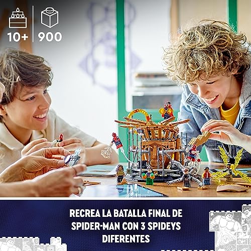 LEGO 76261 Marvel Batalla Final de Spider-Man, Recrea la Escena de No Way Home con 3 Minifiguras de Peter Parker, Duende Verde, Electro, Hombre de Arena, Ned, Dr Strange y MJ, Maqueta Coleccionable