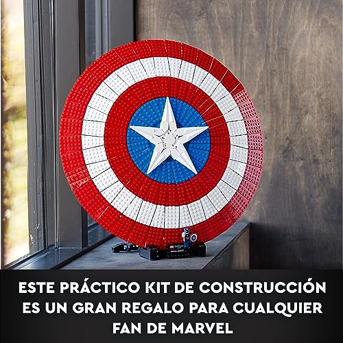 LEGO 76262 Marvel Set Escudo del Capitán América, Kit de construcción de los Vengadores para adultos, minifigura, placa identificativa y martillo de Thor, Artículo de colección de la Saga del Infinito