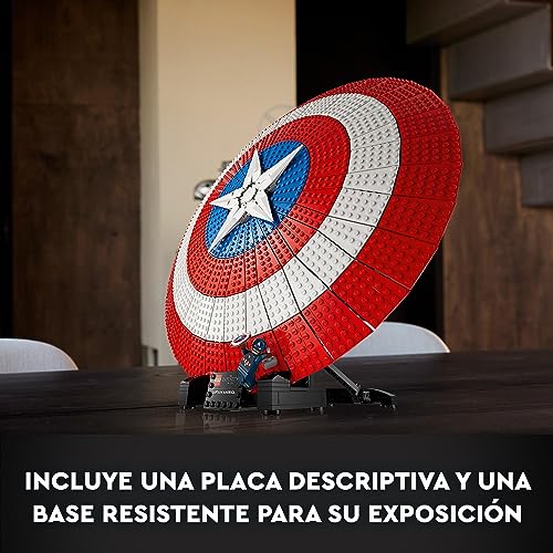 LEGO 76262 Marvel Set Escudo del Capitán América, Kit de construcción de los Vengadores para adultos, minifigura, placa identificativa y martillo de Thor, Artículo de colección de la Saga del Infinito