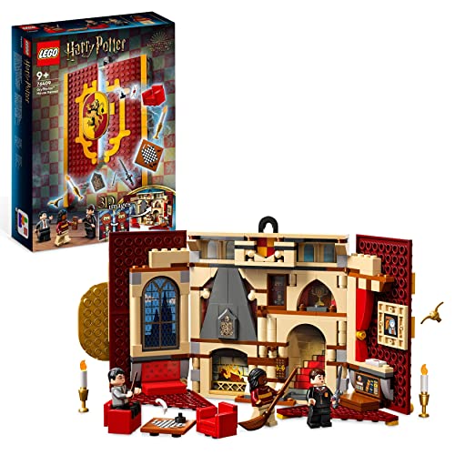 LEGO 76409 Harry Potter Estandarte de la Casa Gryffindor, Sala Común del Castillo de Hogwarts o Cuadro de Pared, Juguete de Viaje, Set Coleccionable