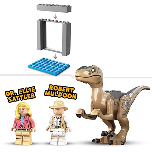 LEGO 76957 Jurassic Park Escapada del Velociraptor, Juguete de Construcción para Niños y Niñas a Partir de 4 años, Set con Figura de Dinosaurio, Coche Todoterreno y 2 Minifiguras