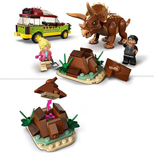 LEGO 76959 Jurassic Park Investigación del Triceratops, Juguete para Niños y Niñas a Partir de 8 años con Coche Ford Explorer y Figura de Dinosaurio, Colección 30 Aniversario