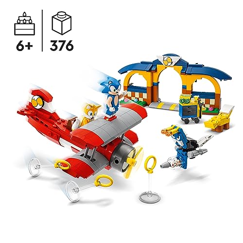 LEGO 76991 Sonic The Hedgehog Taller y Avión Tornado de Tails, Set de Construcción con Avión de Juguete y 4 Figuras de Personajes como Tails, Juguetes para Niños A Partir de 6 Años