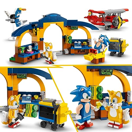 LEGO 76991 Sonic The Hedgehog Taller y Avión Tornado de Tails, Set de Construcción con Avión de Juguete y 4 Figuras de Personajes como Tails, Juguetes para Niños A Partir de 6 Años