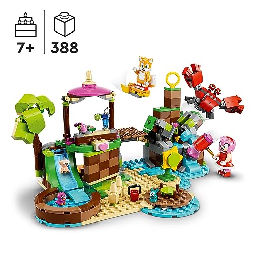 LEGO 76992 Sonic The Hedgehog Isla de Rescate de Animales de Amy, Juguete de Construcción con 6 Personajes, Incluidas Las Figuras de Amy y Tails, Regalos para Niños y Niñas A Partir de 7 Años