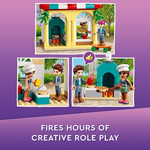 LEGO Friends Heartlake City Pizzeria 41705 - Juego de restaurante, regalo creativo para nietos, juguetes para niños de 5 años en adelante con mini muñecas Olivia y Ethan