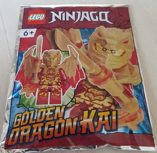 LEGO Juego combinado de dragón dorado cristalizado de Ninjago: Minifiguras Cole Jay Zane y Kai con armas