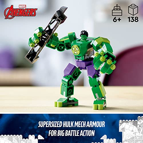LEGO Marvel Hulk Mech Armor 76241, juego de figuras de acción de los Vengadores, juguetes coleccionables para construir de superhéroes para niños y niñas a partir de 6 años, idea de regalo