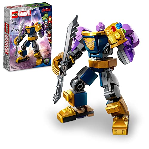 LEGO Marvel Thanos Mech Armor 76242, juego de figuras de acción de los Vengadores, juguete de construcción con guante infinito y piedras, regalo coleccionable de superhéroe para niños y niñas a partir