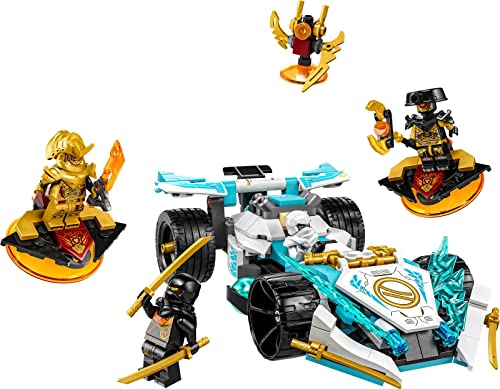 Lego Ninjago 71790 - Juego de 3 perros de caza del cazador de dragones imperial, 71791 Zanes Dragon Power Spinnjitzu Carro de carreras y 71792 Soras Mech Bike