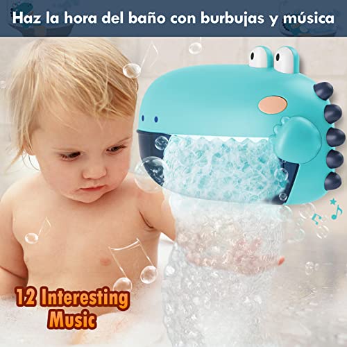 Lehoo Castle Juguetes Bañera, Dinosaurios Juguete Baño con música, Burbujas de Jabon Niños con Capacidad de 250 ml