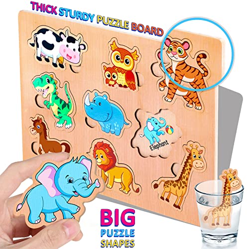 lenbest 6 pcs Puzzle Madera Infantil - Rompecabeza de Madera - Juguetes Montessori Puzzles Número Animal Juguetes Bebes Educativos - Juguete Educativo de Rompecabezas para Niños de 2 3 Años