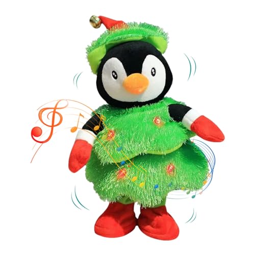 Leryveo Juguete Interactivo de muñecas eléctricas de pingüino | Pingüino Que Baila y Repite | Juguete Musical Pingüino Parlante con 8 Canciones | Pingüino navideño Cantando para Fiesta en casa