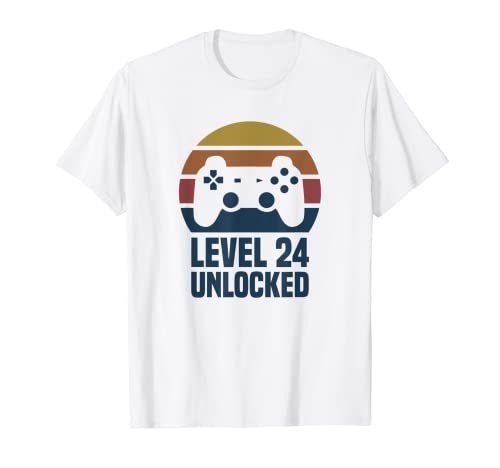 Level 24 Unlocked 24º Cumpleaños 24 Años Videojuego Camiseta