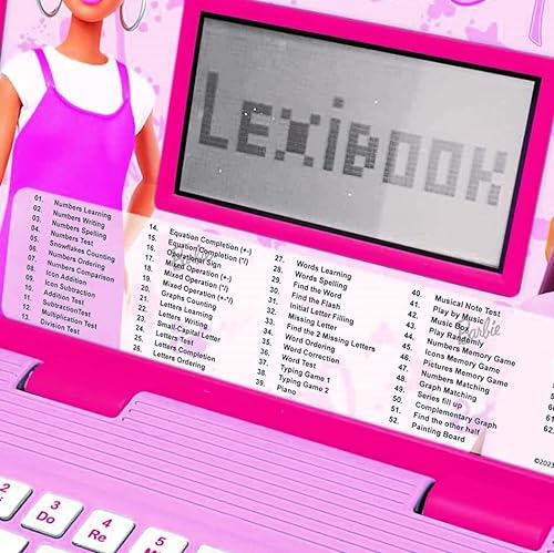 Lexibook Barbie, Portátil Educativo y Bilingüe en Inglés/Español, Juguete para niños con 124 Actividades para Aprender, Juegos y música, Rosa, JC598BBi2
