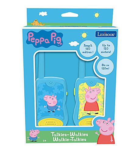 LEXIBOOK Peppa Pig Walkie-talkies, Pinza para Colgar del cinturón, batería, Azul (8597478)