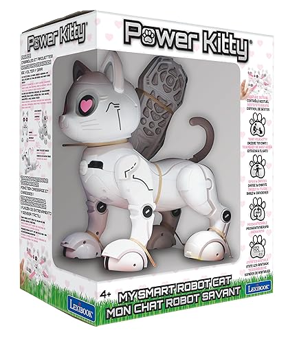 Lexibook Power Kitty-Gato Mando a Distancia, Robot Inteligente Programable, Luz, Sonido, Blanco/Rosa (KITTY01)