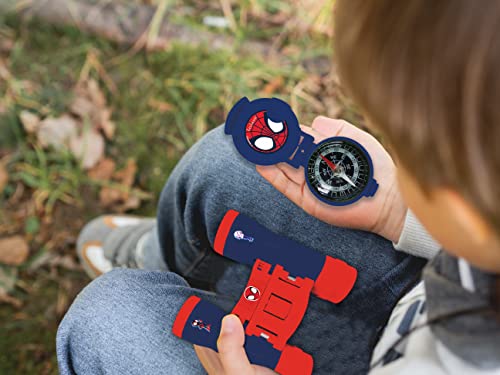 Lexibook Spidey y Sus increíbles Amigos - Set Completo de Aventurero Spiderman, para niños, walkie-talkies 120m, Prismáticos, Linterna, Brújula, Rojo/Azul, RPTW11SP