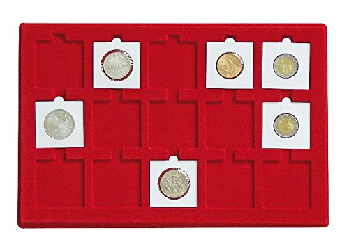 Lindner Gran maletín para coleccionar monedas con 8 bandejas rojas para 120 marcos de monedas, 50 x 50 mm.