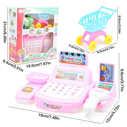 LINGJIONG 27 unidades electrónica caja juguete supermercado caja registradora con escáner micrófono tienda accesorios juego rol juguetes para niñas niños a partir 3 años