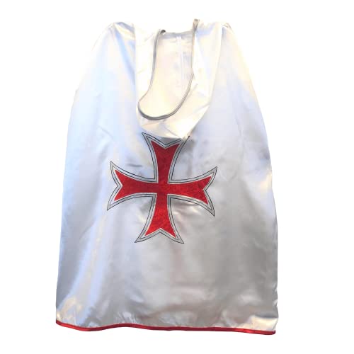 Liontouch - Capa del Caballero Cruzado Maltés | Capa Medieval para Juego Imaginario con el Tema clásico de la Cruz Roja | Disfraz, Vestidos Elegantes y Trajes Reales