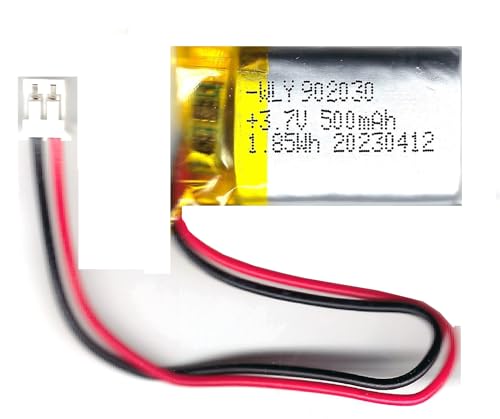 Lipo - Batería de 3,7 V, 500 mAh, polos: conector JST-PH 2.0 izquierdo y rojo