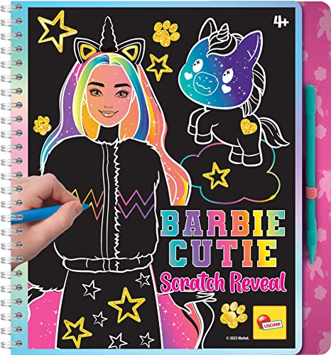 Lisciani - Barbie - Cuaderno de Bosquejo Lindo Rascar - Libro Mágico Para Colorear y Decorar - Juego Creativo - Páginas Multicolores - Para Chicas Mayores de 4 Años