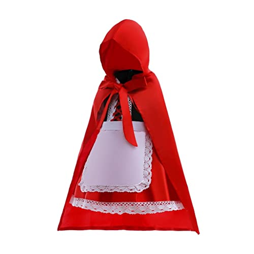 Lito Angels Disfraz de Vestido Caperucita Roja con Capa con Capucha para Niñas Talla 6-7 años, Rojo