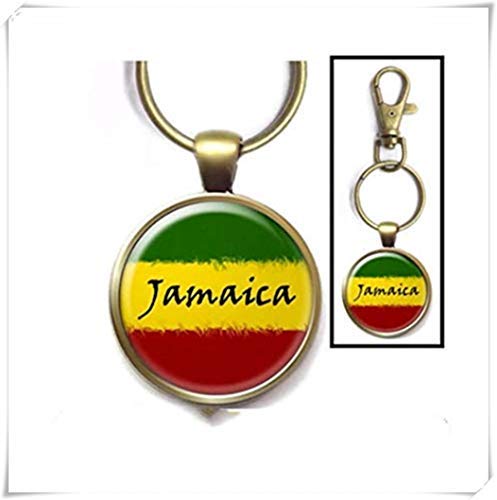 Llavero de la bandera de Rasta Jamaica, llavero de rastafari, llavero de Jamaica, 1inch, Vidrio Cristal