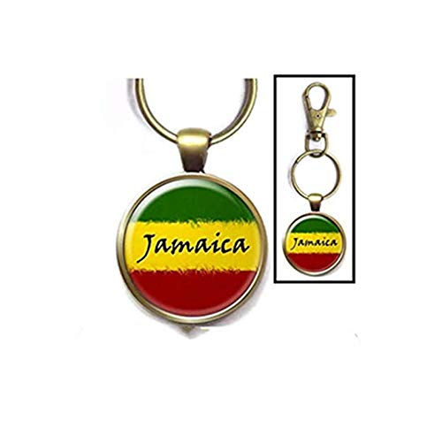 Llavero de la bandera de Rasta Jamaica, llavero de rastafari, llavero de Jamaica, 1inch, Vidrio Cristal