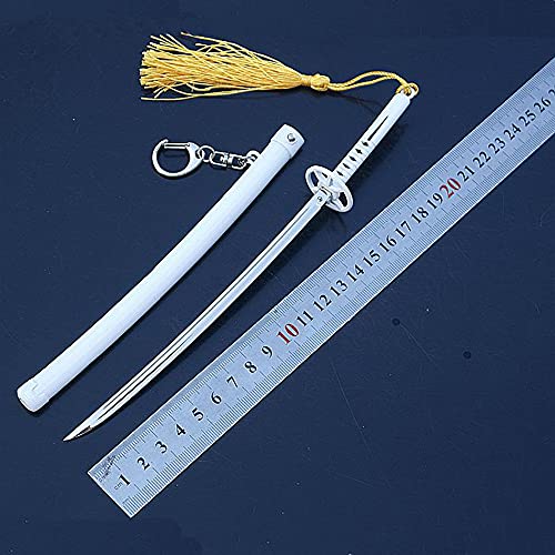 Llavero modelo de espada BLEACH,Sode no Shirayuki para Kuchiki Rukia, accesorio de utilería de cosplay, llavero de Metal modelo de arma de espada para amantes del anime
