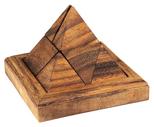 Logica Juegos Art. Pirámide 9 pzs - Rompecabezas de Madera 3D - Dificultad 3/6 Dificil - Collecion Leonardo de Vinci
