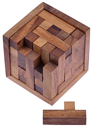 LOGOPLAY Cubo de Embalaje 125 Cube S - Rompecabezas 3D - Juego de Pensar - Juego de adivinanzas - Juego de Paciencia - Juego de lógica en un Marco de Madera