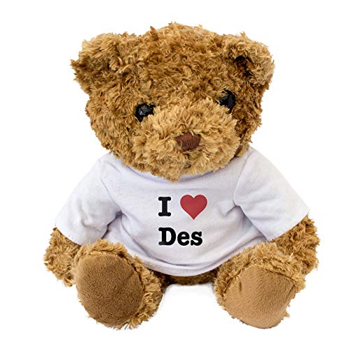 London Teddy Bears I Love Des - Oso de peluche con texto en inglés "I Love Des" - Bonito regalo