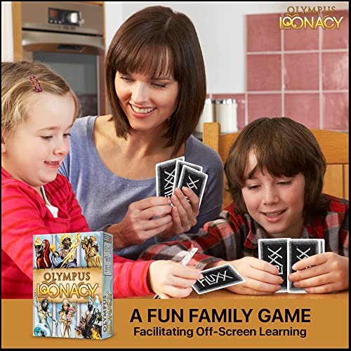 Looney Labs Olympus Loonacy Juego de cartas de mitología griega para la noche familiar, súper divertido, adultos, adolescentes, niños, familias de 2 a 5 jugadores de 5 años a 100 cartas de juego,