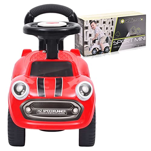 Lorelli - Correpasillos bebé coche Sport Mini Ride On Car, con Antivuelco, con respaldo, Función de música y bocina. Asiento cómodo y diseño divertido Color: Blanco
