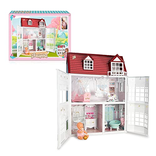 los Barriguitas - Set casita de muñecas para bebés clásicos con Muchas Habitaciones, Muebles y Accesorios de Juego - Para niños a Partir de 3 años, Famosa (700017220)