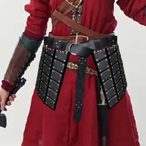LOVIVER Armaduras de Cintura Retro de Doble Cara con cinturón, armaduras de Falda de Caballeros mercenarios, Negro