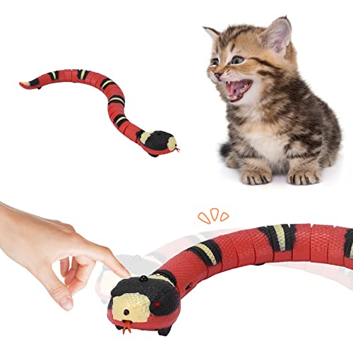 LQKYWNA Serpiente de Juguete para Gatos, Smart Sensing Simulación Juguete De Serpiente, Evitación De Inducción Inalámbrica Eléctrica, Juguete Interactivo De Simulación De Serpiente